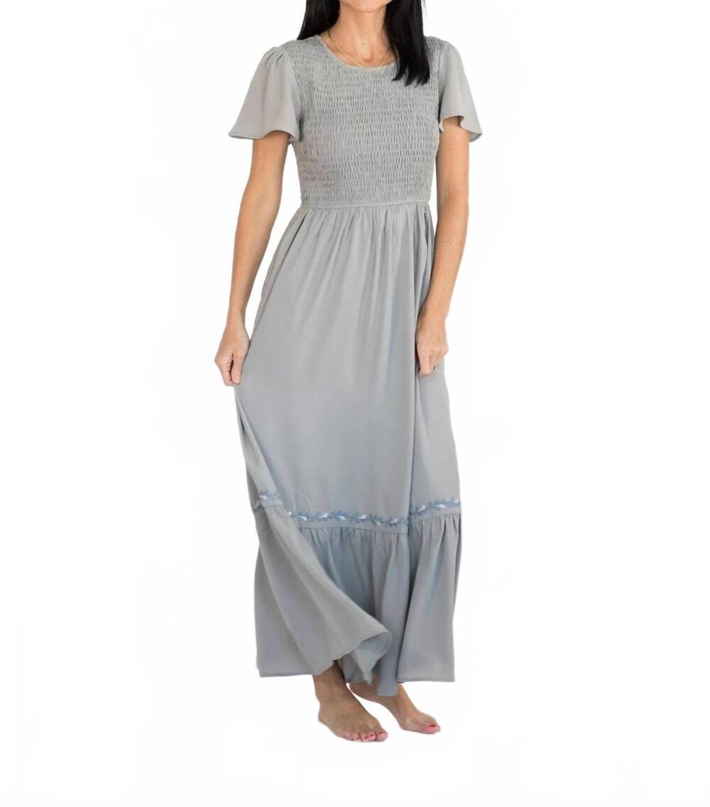 NEW POLAGRAM courtlie maxi dress in grey